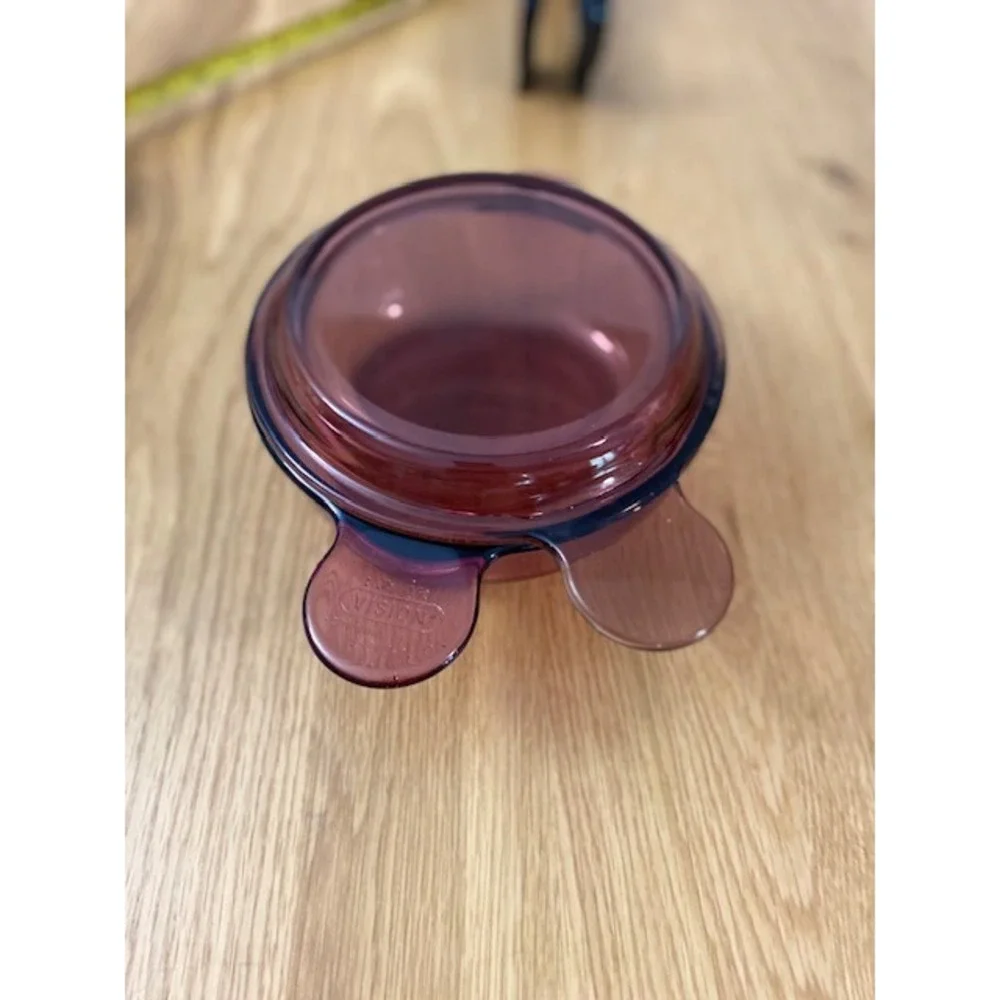 Corning Vision Ware PYREX Cranberry Grab-It Bowl V-240-B Lid P-240-C Vintage